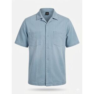 Ananke Blue Cropped Cuban Button Down Shirt Men’s Large Streetwear NWOT